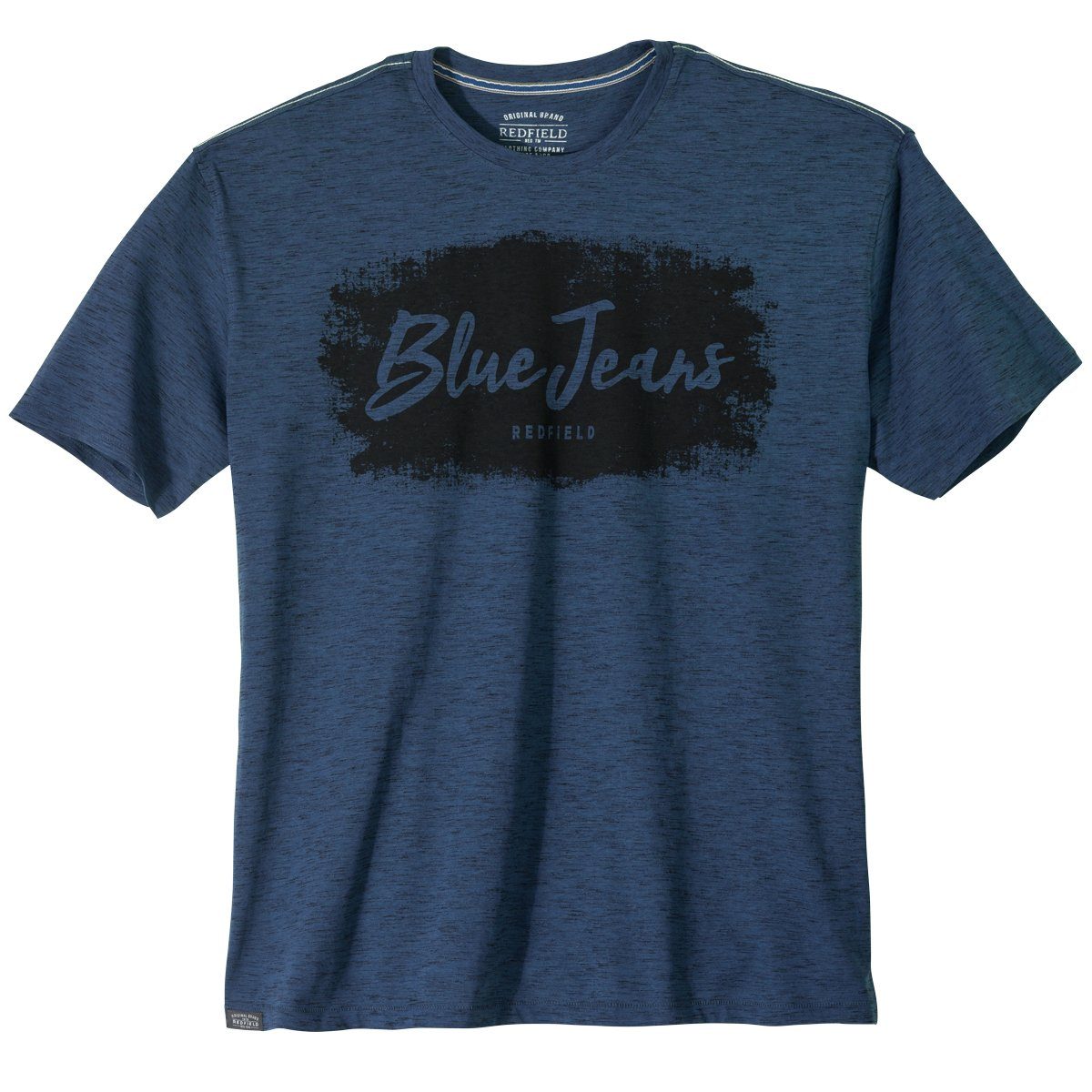 Rundhalsshirt Redfield Übergrößen T-Shirt blau melange Print