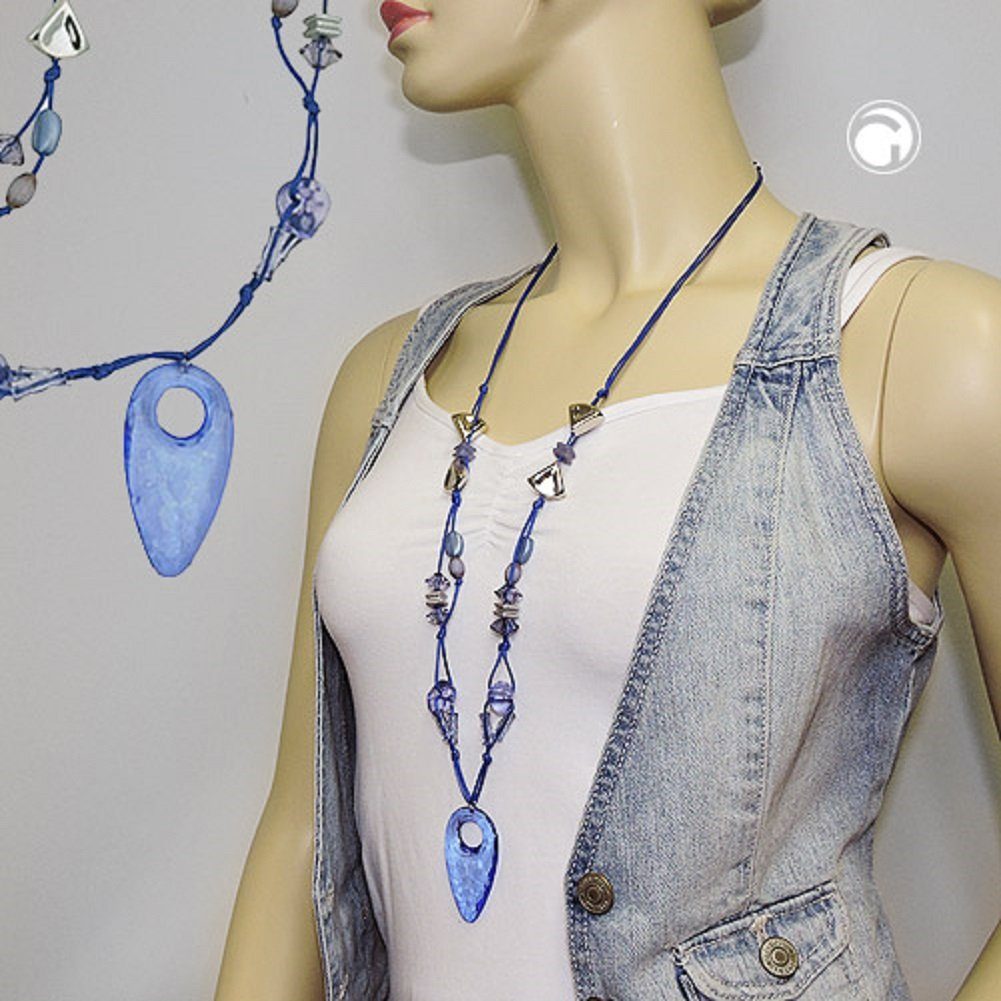 90 blau blau Kette unbespielt Damen transparent Kordel für cm, Kunststoffperlen Modeschmuck Faustkeil Collier