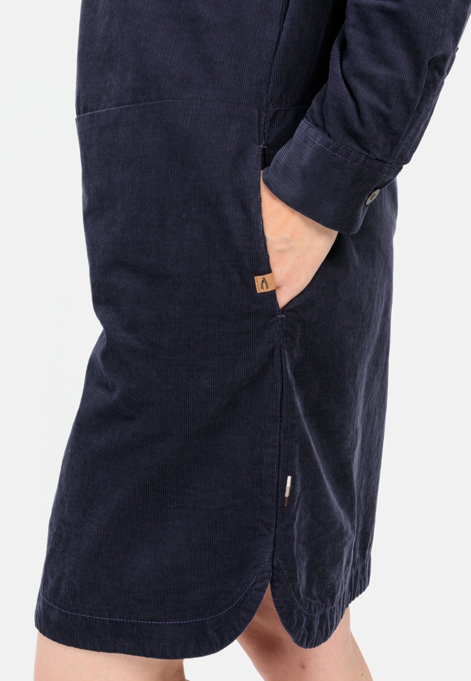 camel active Cordkleid aus reiner Baumwolle Langarm Markenlabel