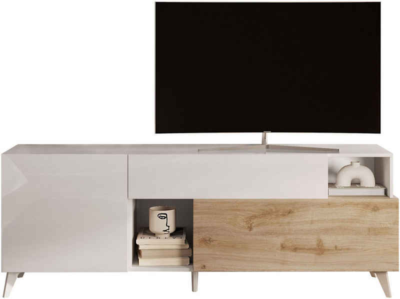 INOSIGN Lowboard Monaco Breite 181 cm, TV-Board mit 1 Tür, 1 Klappe u. 1 Schubkasten, Fernsehtisch, TV-Schrank, Soft/Self Closing