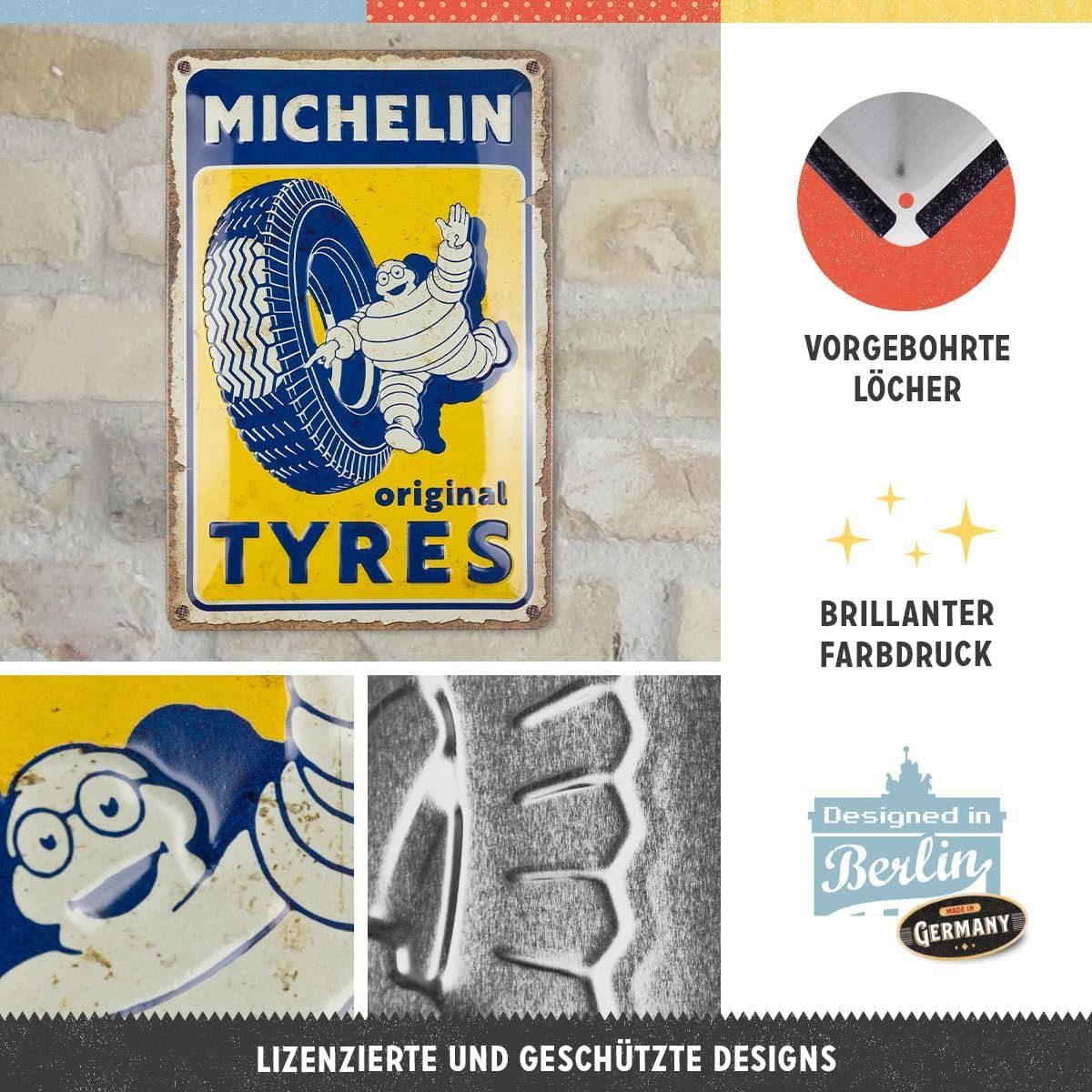 Nostalgic-Art Metallschild Blechschild 20 x 30cm - Michelin - Original Tyres – Bild 3 von 5
