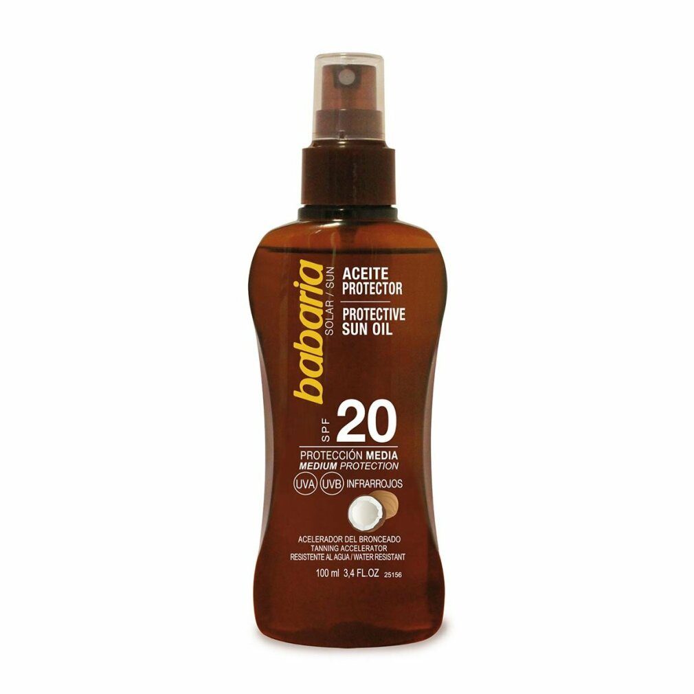 Aceite Sonnenschutzpflege Spf20, Solar Coco babaria Blanco, 100 Babaria Mililitros Protector