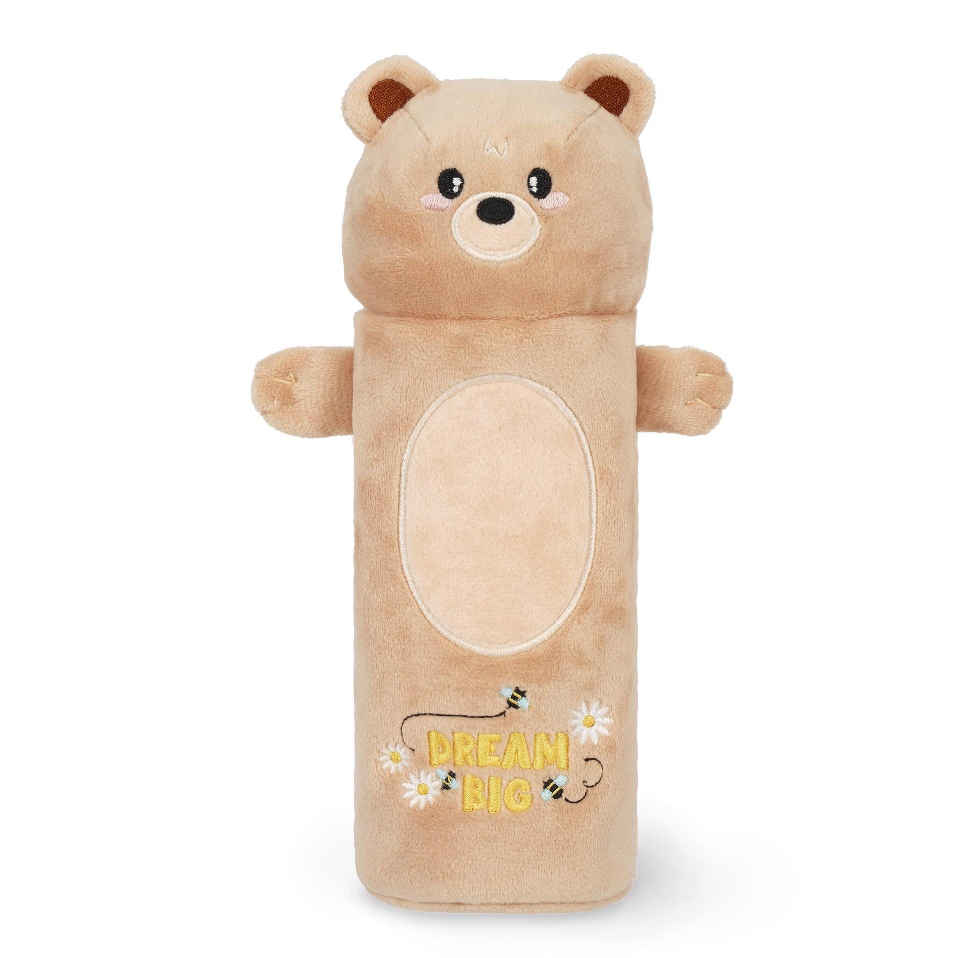 Legami Federmäppchen Super weiches Federmäppchen mit Teddy Bear-Motiv, 100% Polyester, Karton mit Malvorlage inklusive