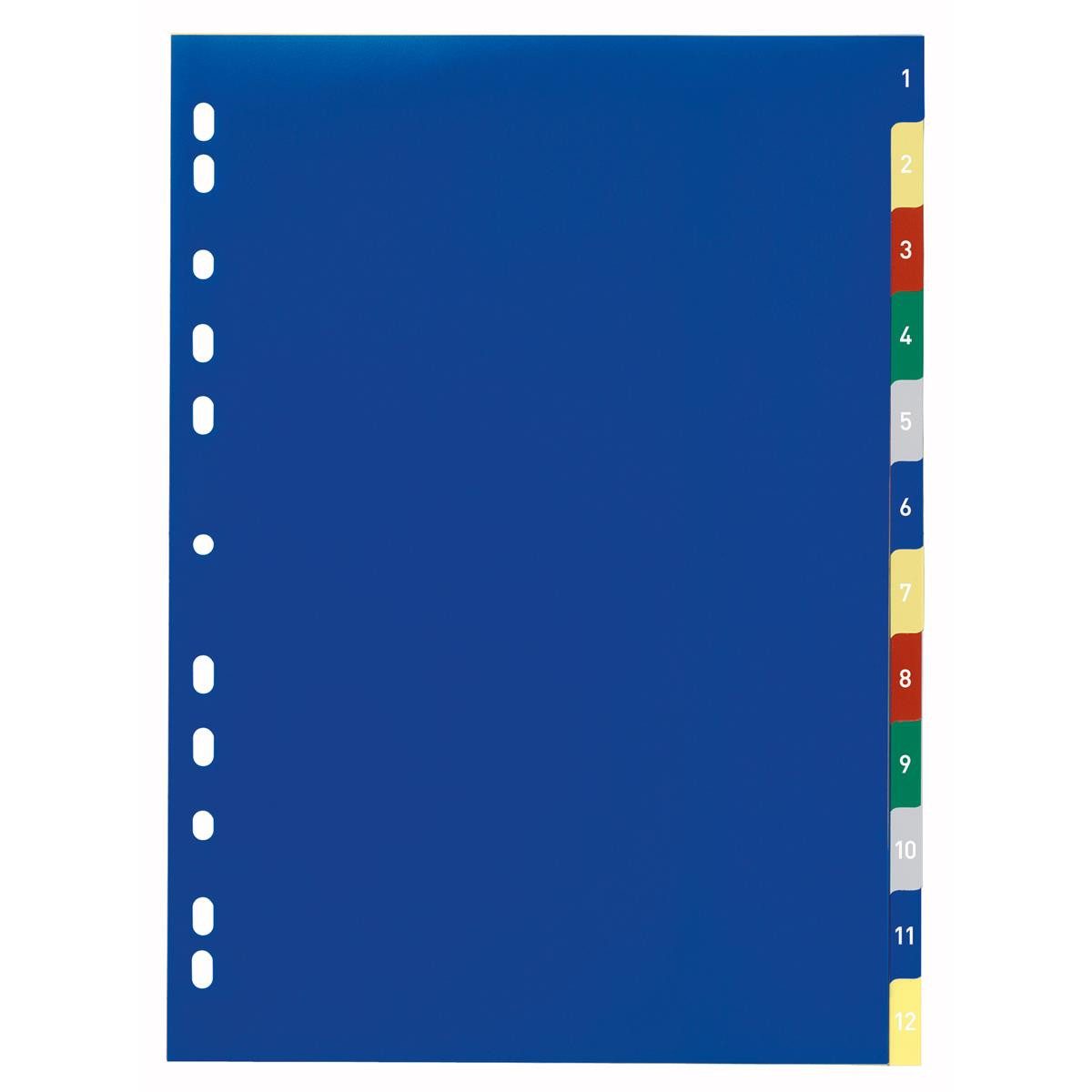 DURABLE Etiketten Vollformat 1-12 blau, gelb, rot, grün, grau 12-teilig, 1 Satz