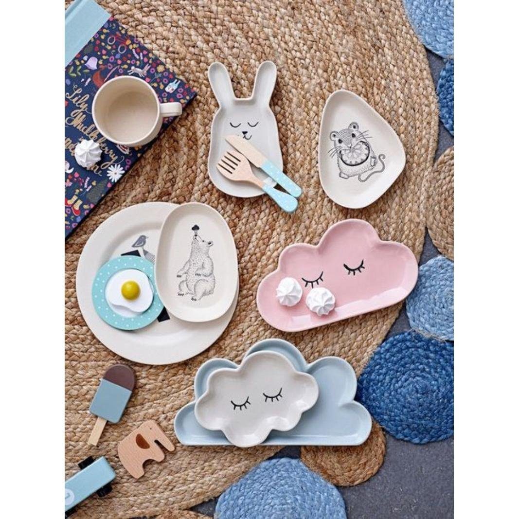Bloomingville Kindergeschirr-Set Teller Und Tasse Bambus Buchstabe I