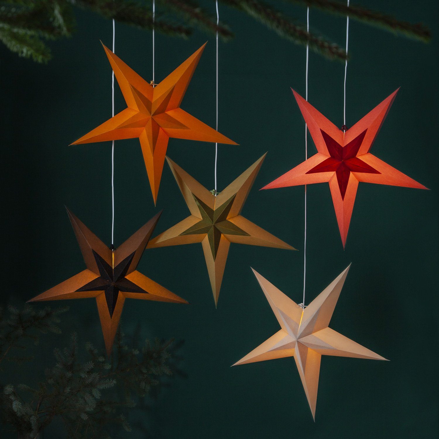 Stern Papierstern Diva LED 5-zackig Weihnachtsstern hängend D: Samtstern 60cm TRADING STAR