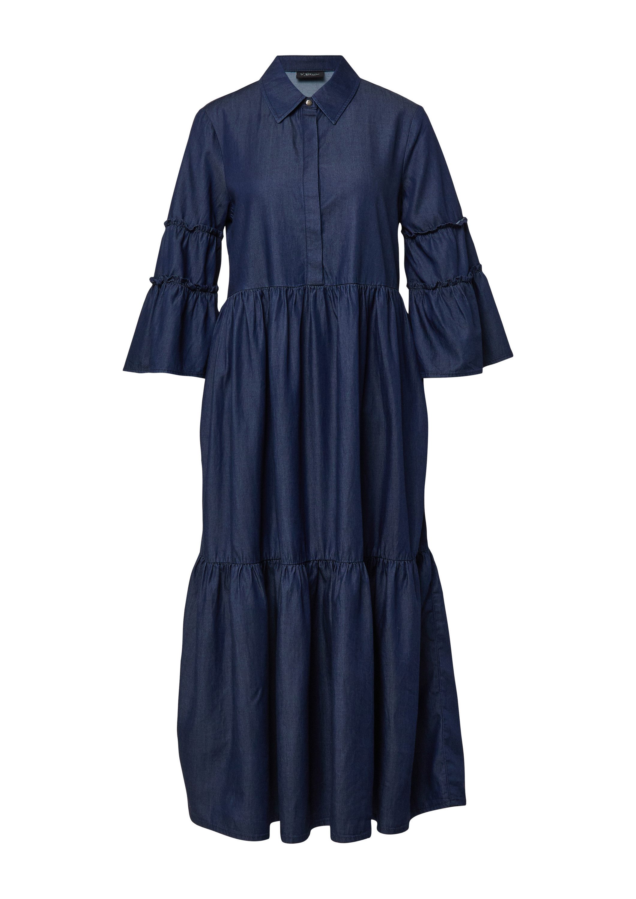 s.Oliver Midikleid Kleid Hemdblusenkleid mit verspielten Volumen-Details günstig online kaufen