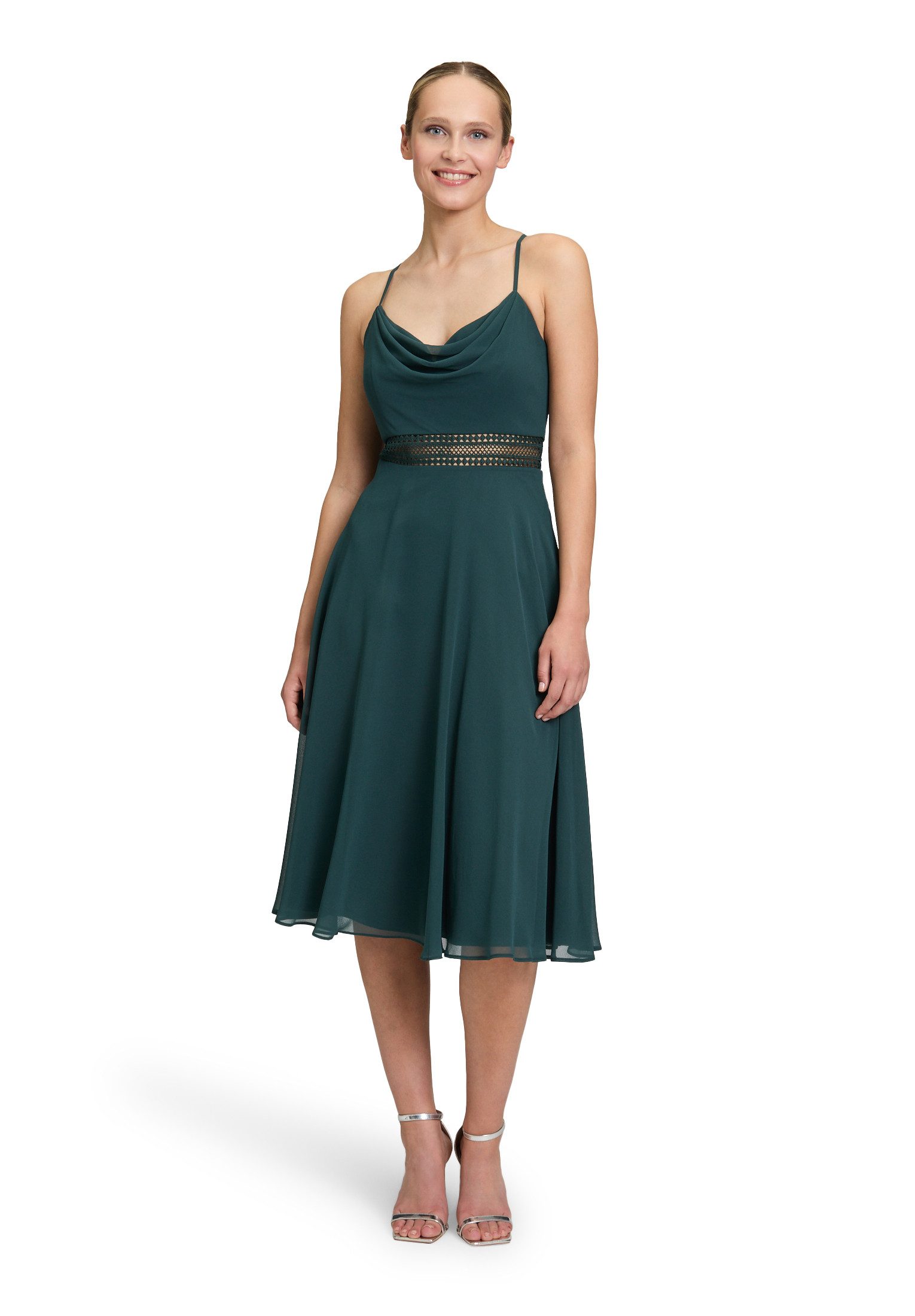 Vera Mont Cocktailkleid Damen Cocktailkleid mit Wasserfallausschnitt Sticke günstig online kaufen