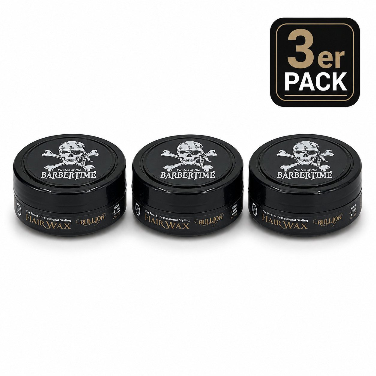 BARBERTIME Haarwachs 3x Haarwachs Hair Wax Styling Wax 150ml Bullion, 3-tlg.