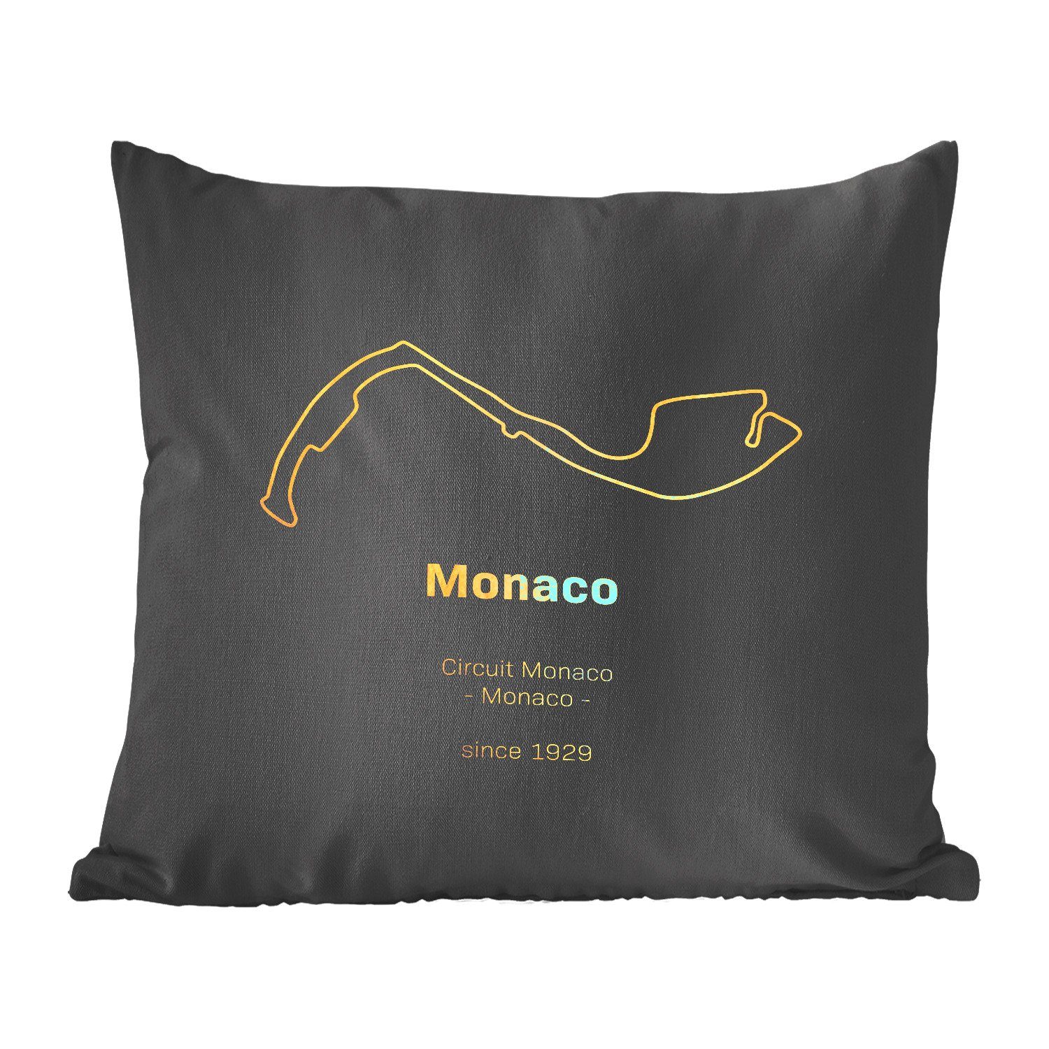 MuchoWow Dekokissen F1 - Rennstrecke - Monaco, Zierkissen mit Füllung für Wohzimmer, Schlafzimmer, Deko, Sofakissen