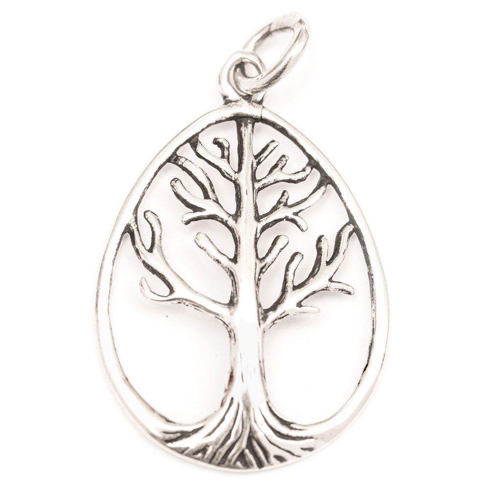 Kettenanhänger Weltenbaum gross Schmuck Anhänger 925er Silber - Lebensbaum - 40x23mm