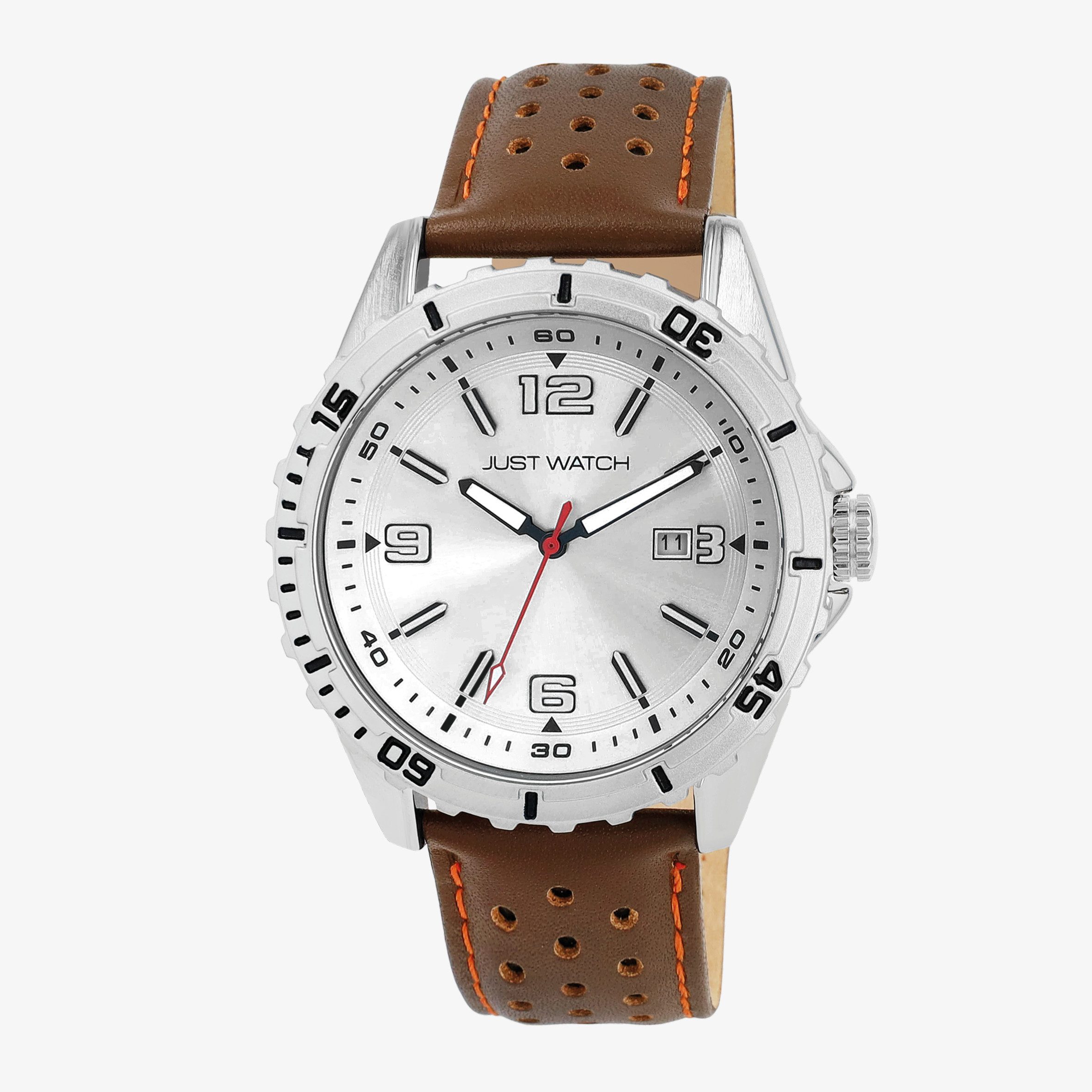 JUST WATCH Quarzuhr JW20191 mit Echt Lederband, 5ATM, sportlich, D: 43 mm