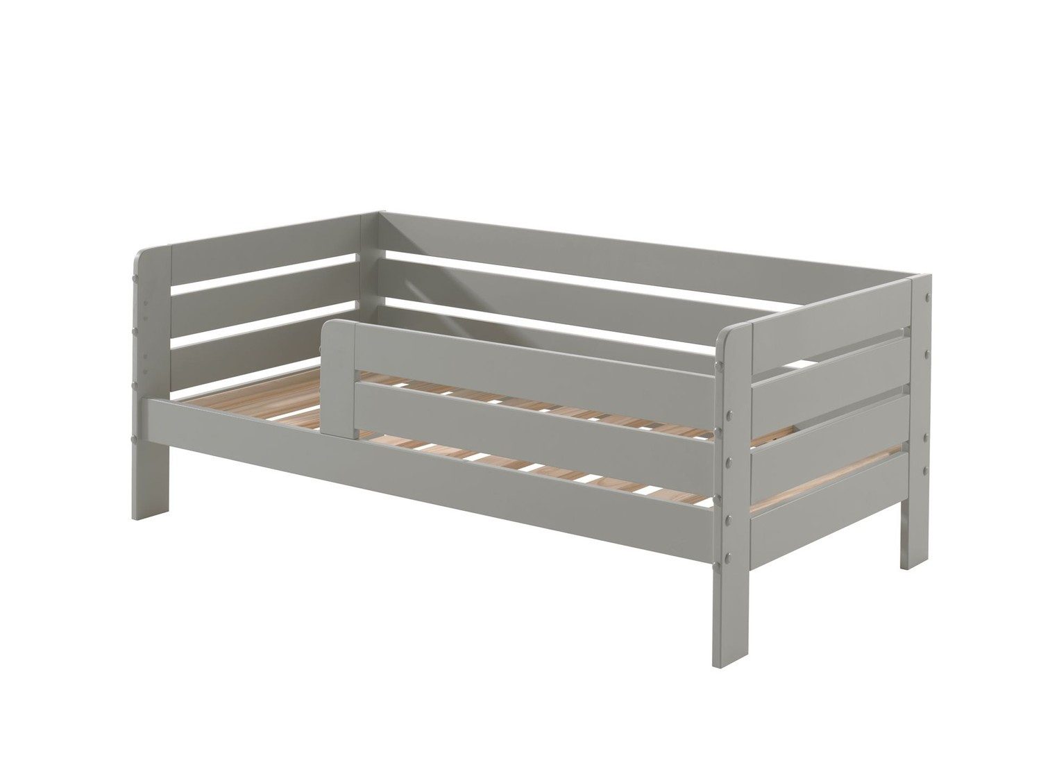 Natur24 Einzelbett Juniorbett 70 x 140 cm MDF Grau