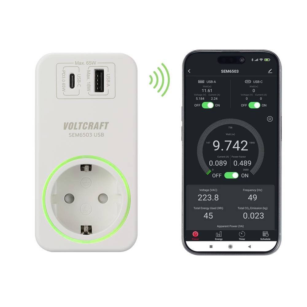 VOLTCRAFT Energiekostenmessgerät WIFI Energiekosten-Messgerät USB VC-14514995