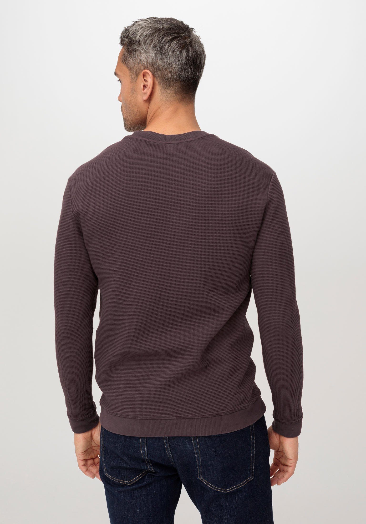 (1-tlg) reiner Regular Sweatshirt aus aubergine Hessnatur Bio-Baumwolle