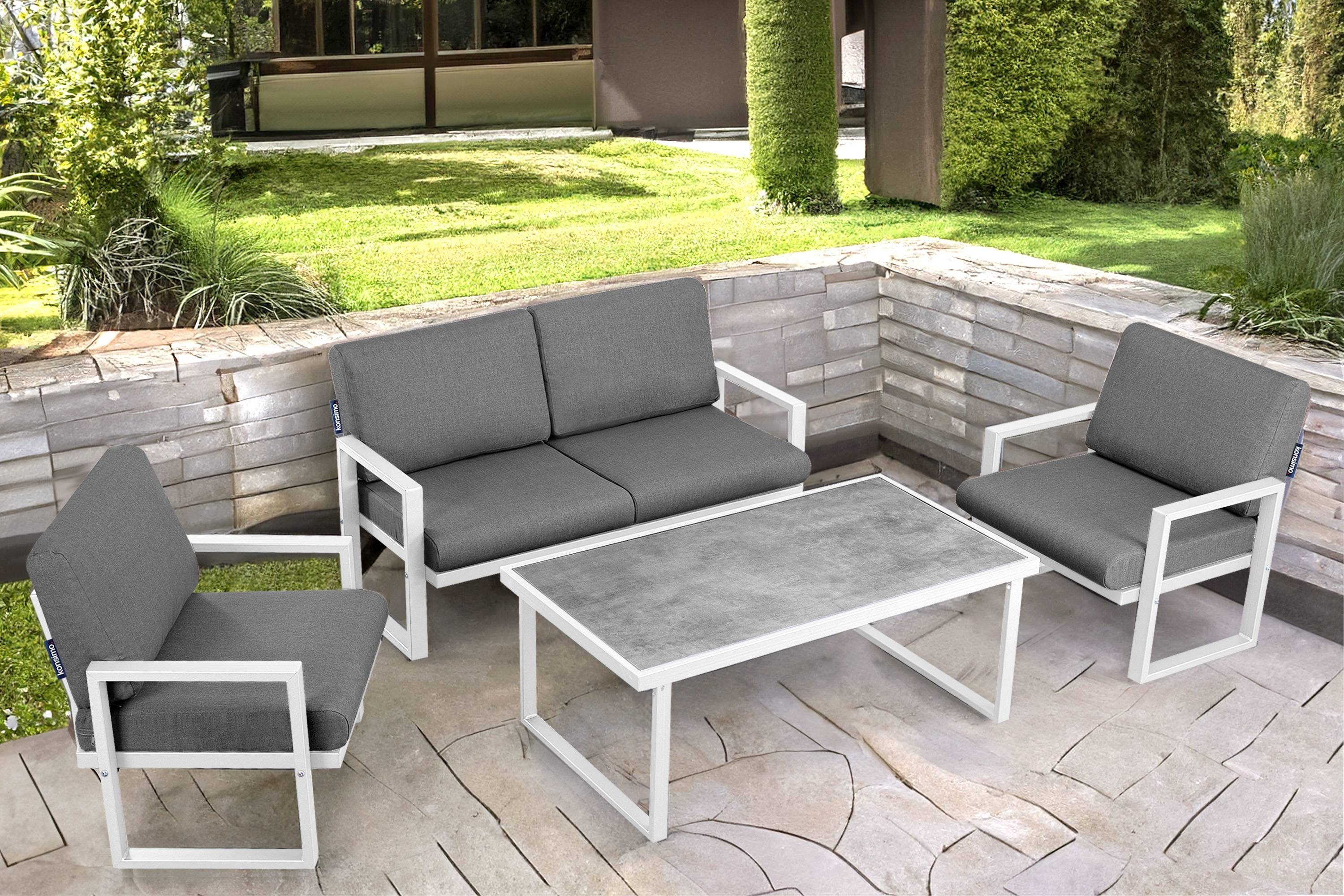 KONSIMO® Gartensessel FRENA Gartenstuhl, hergestellt in der EU (1x Gartensessel, Maße: 70x65x60 cm, 1x Sessel), pflegeleicht, schmutz- und wasserabweisend, UV-Beständigkeit