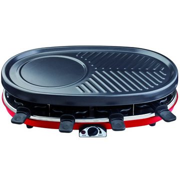 H.Koenig Raclette RP-418 mit wechselbaren Pletten, heißer Stein, 8 Raclettepfännchen, 1500 W