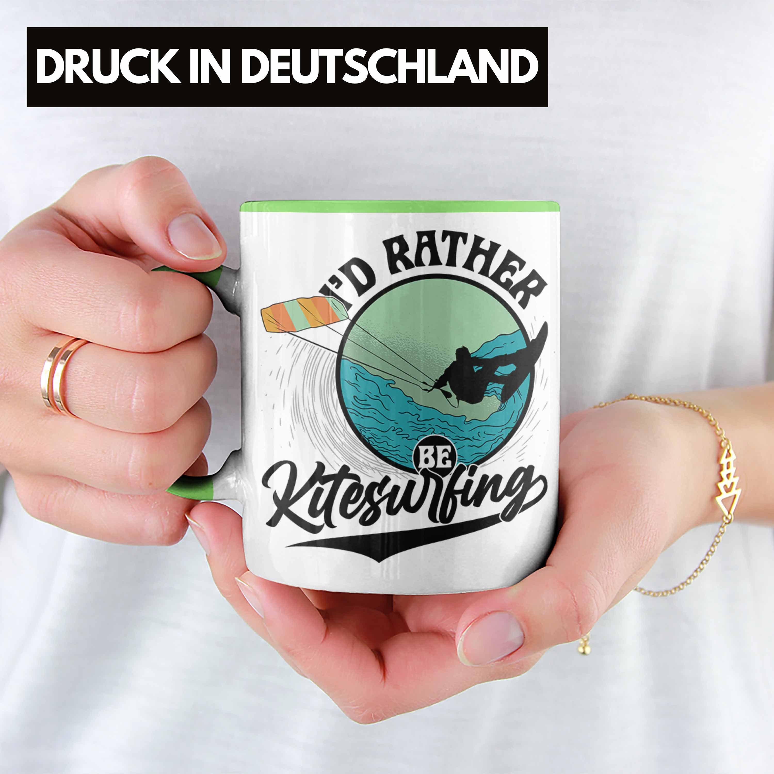 Tasse Rather Kitesurfing Geschenk Kitesurfer Trendation Be K für Tasse I'd Grün Geschenkidee