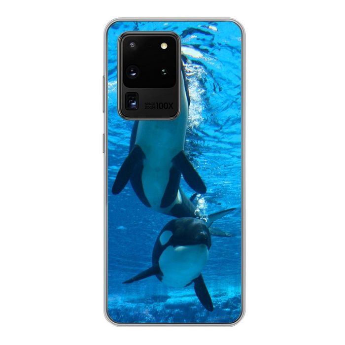 MuchoWow Handyhülle Zwei Orcas unter Wasser Phone Case Handyhülle Samsung Galaxy S20 Ultra Silikon Schutzhülle