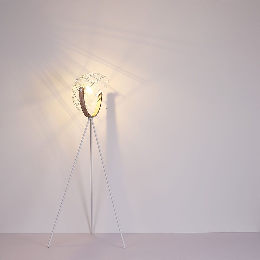 Stativ Leuchte Design LED Stehlampe, Steh FILAMENT weiß inklusive, Käfig Warmweiß, Lampe etc-shop Leuchtmittel Retro