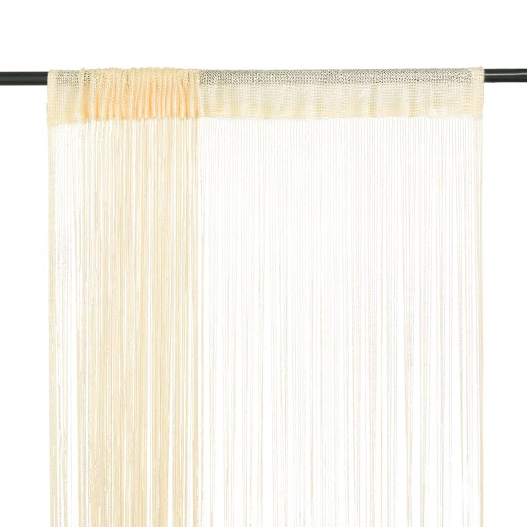 250 2 Vorhang Stk. (2 x 100 cm Cremefarben, St) furnicato, Fadenvorhänge