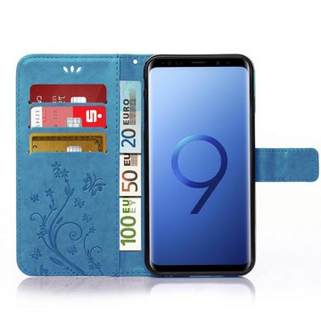 Numerva Handyhülle Bookstyle Flower für Samsung Galaxy S9 Plus, Handy Tasche Schutzhülle Klapphülle Flip Cover mit Blumenmuster