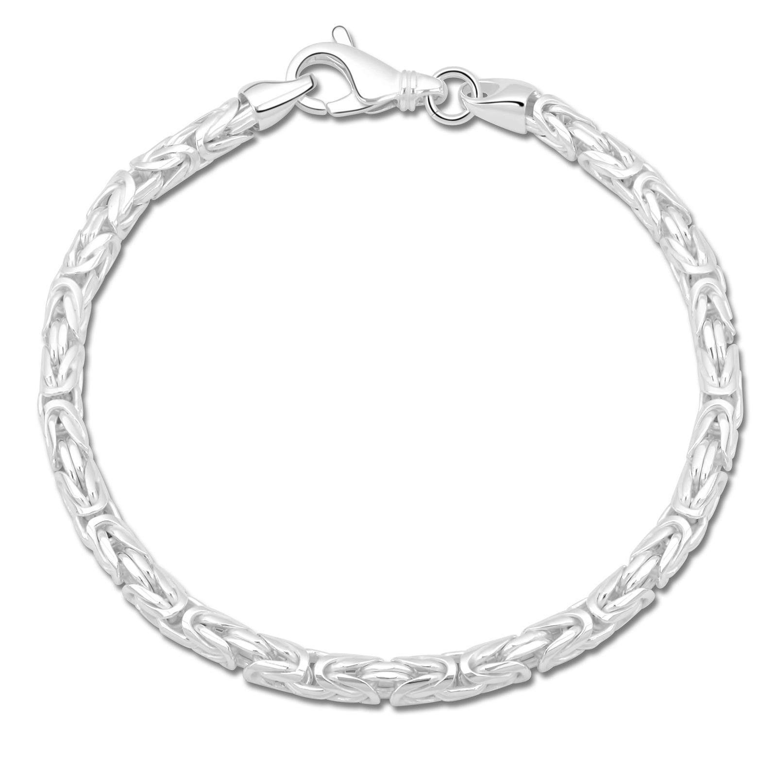 Tony Fein Armkette Königsarmband Rund 4 mm 925 Silber, Made in Italy für Herren