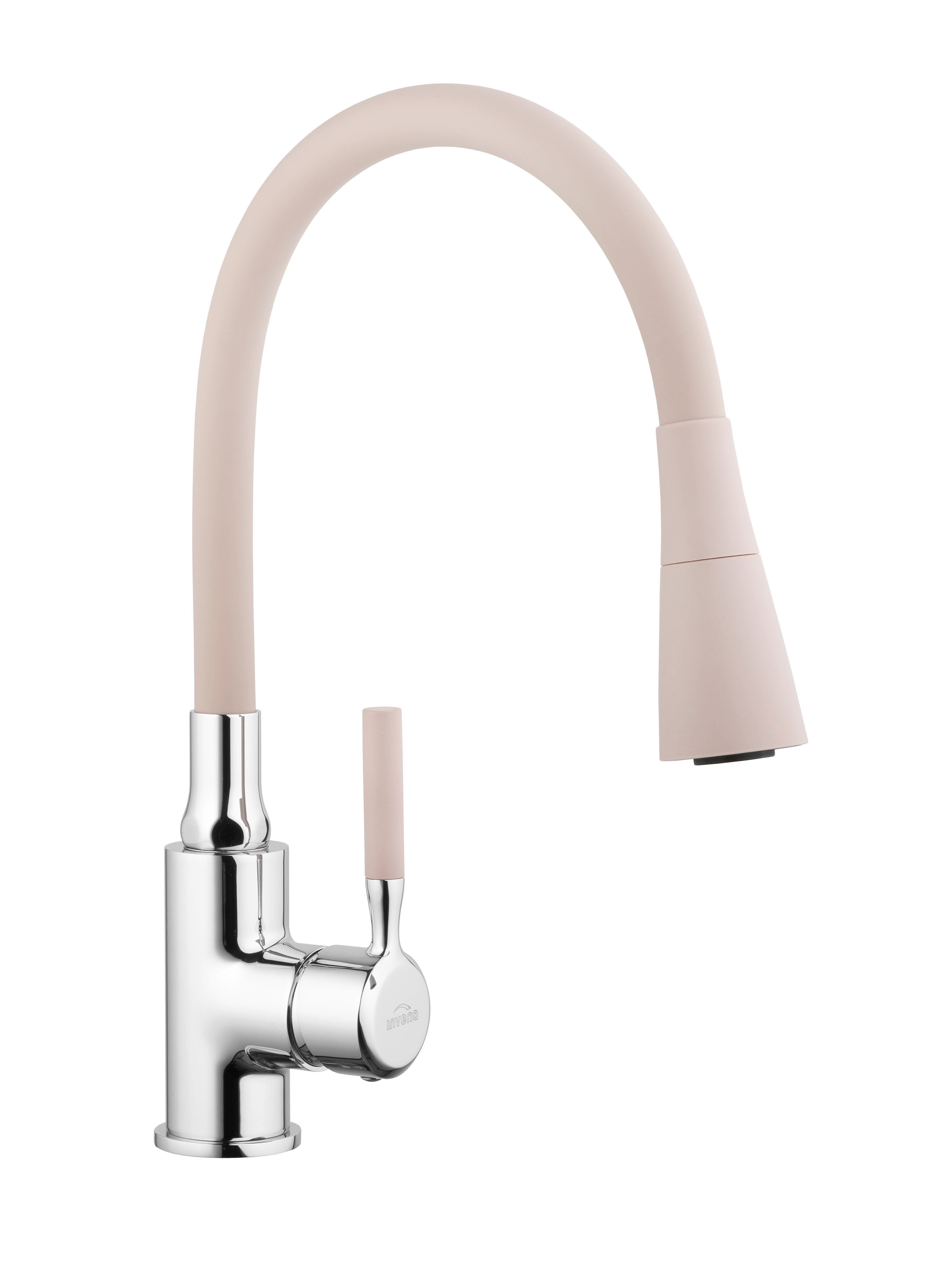 KOLMAN Küchenarmatur POGO Wasserhahn Mischbatterie mit flexiblen Auslauf in Beige