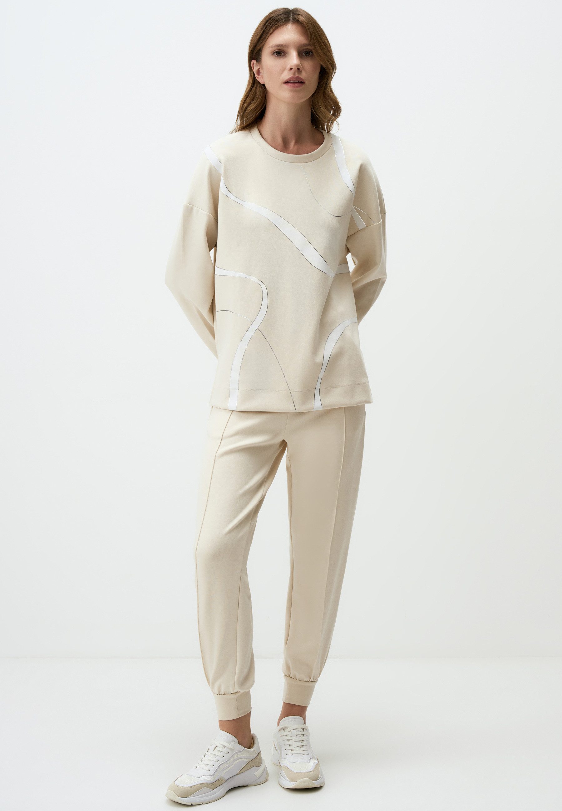 Jimmy Key Sweatshirt Cremefarbenes Gemustertes Sweatshirt günstig online kaufen