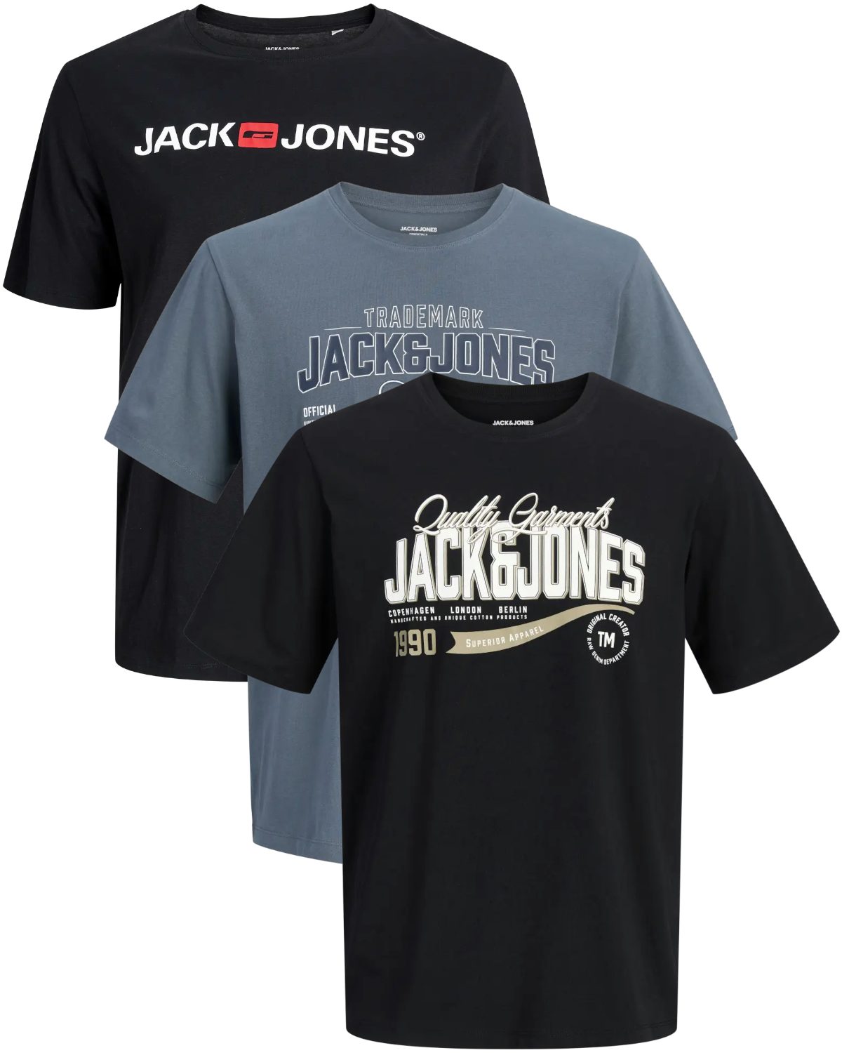 Jack & Jones PlusSize Print-Shirt (Spar-Set, 3er-Pack) Big Size Shirt Übergrößen Shirt