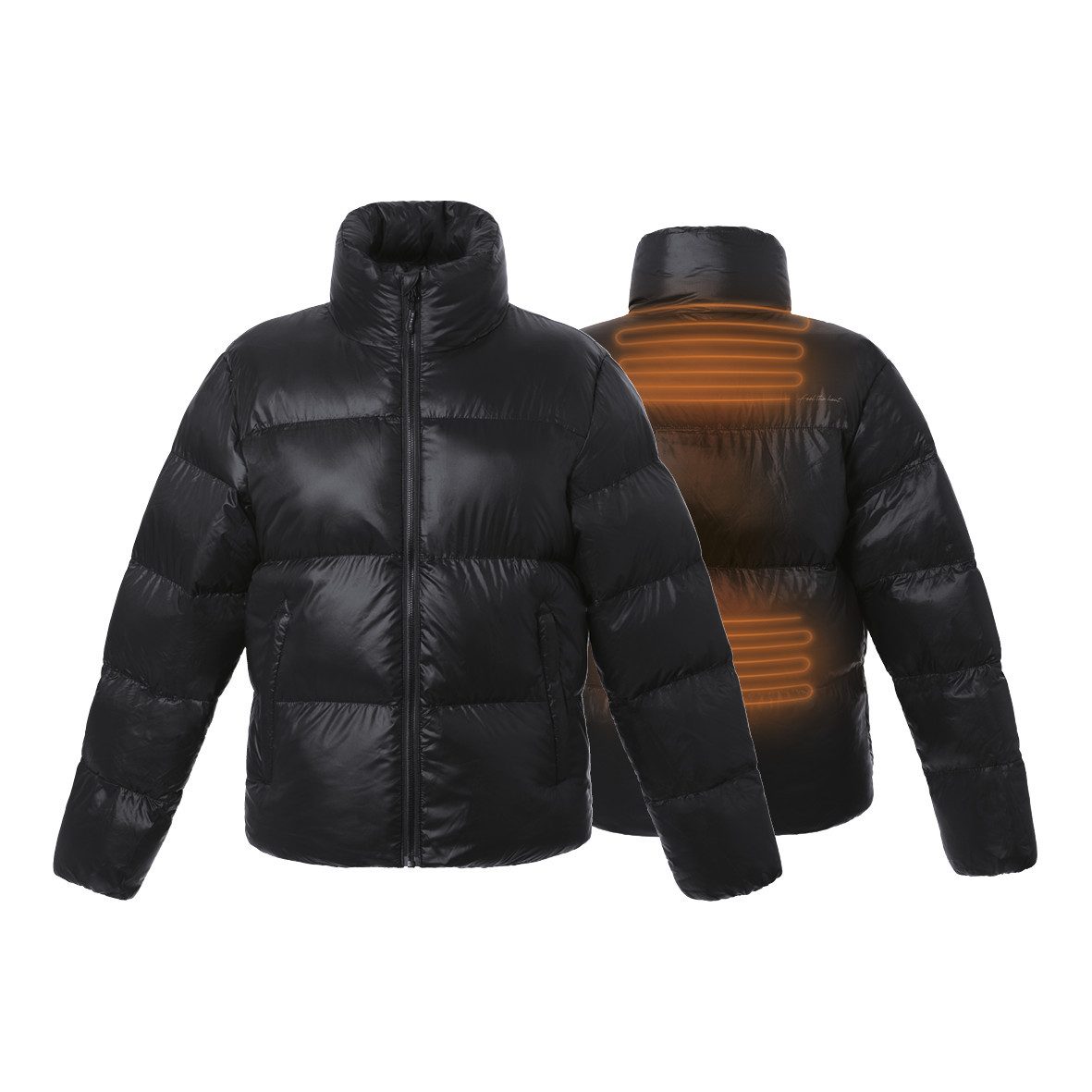 30seven Winterjacke beheizte Steppjacke mit gepolstertem Kragen Slim Fit - Schwarz 7,4V Set inkl. Powerbank & Ladegerät