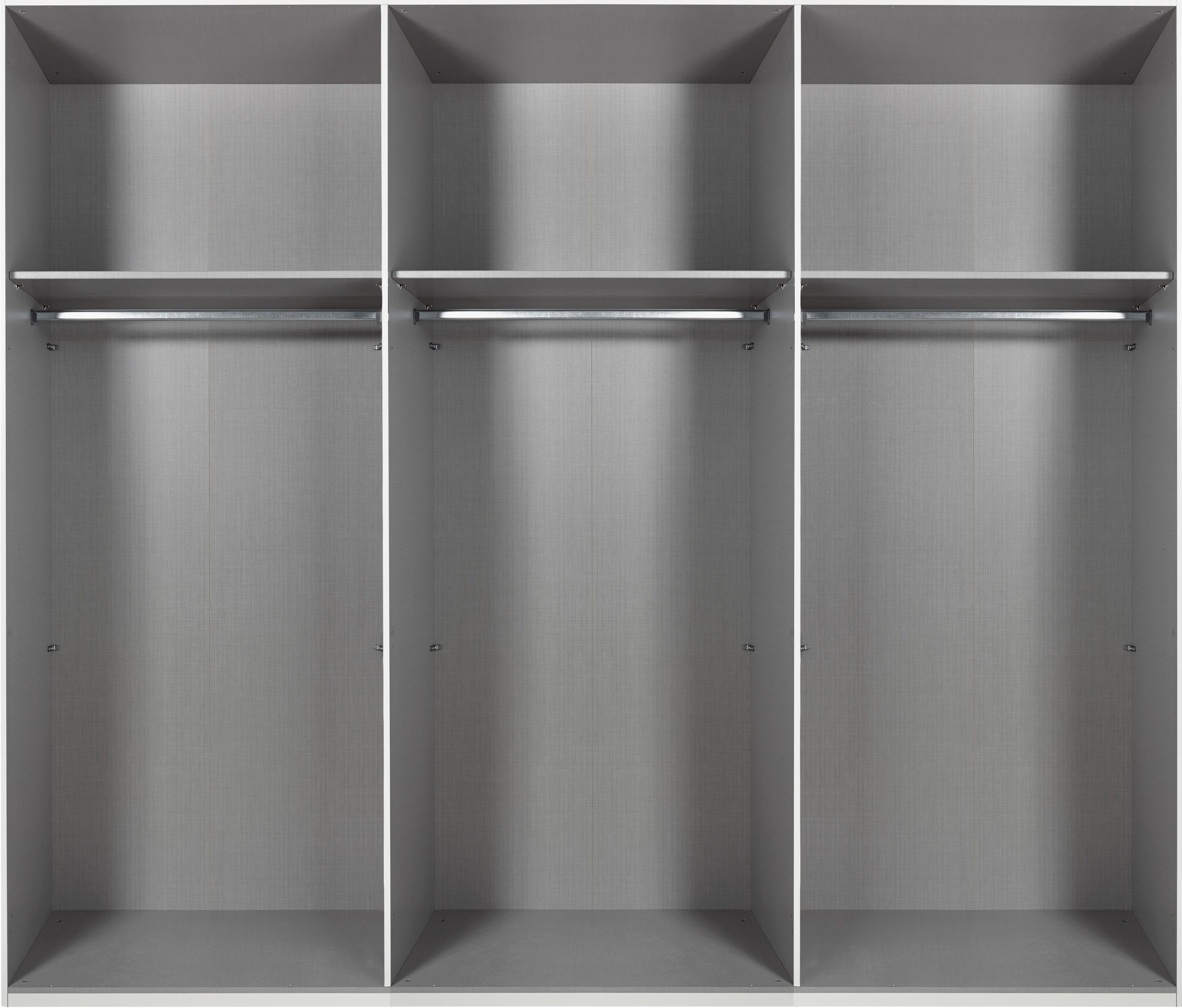 freiraum Schwebetürenschrank Minden in WEISS + RAW STEEL - 270x208x65cm (BxHxT)