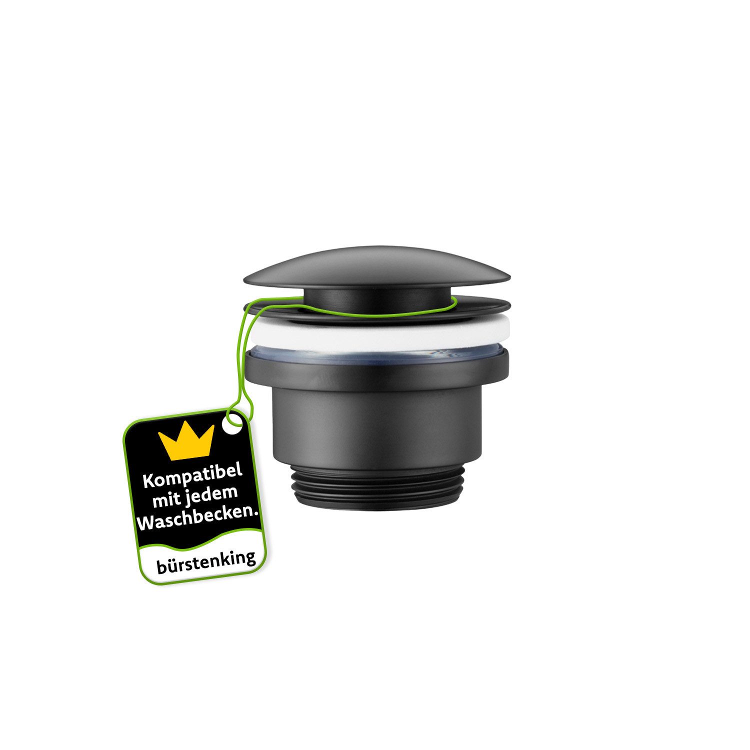 Bürstenking Ablaufgarnitur Bürstenking Ablaufgarnitur Ø 63 mm – Messing, Push-Open ohne Überlauf