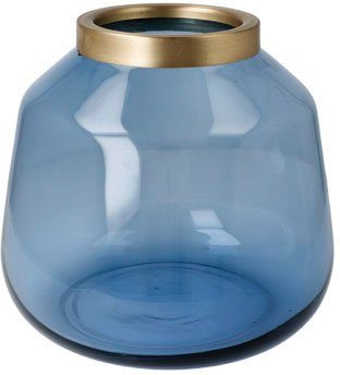 (1 cm Glas und Aurora Vase Goebel Metall, St), 16 mundgeblasen, Höhe aus und handgefertigt Tischvase Blue