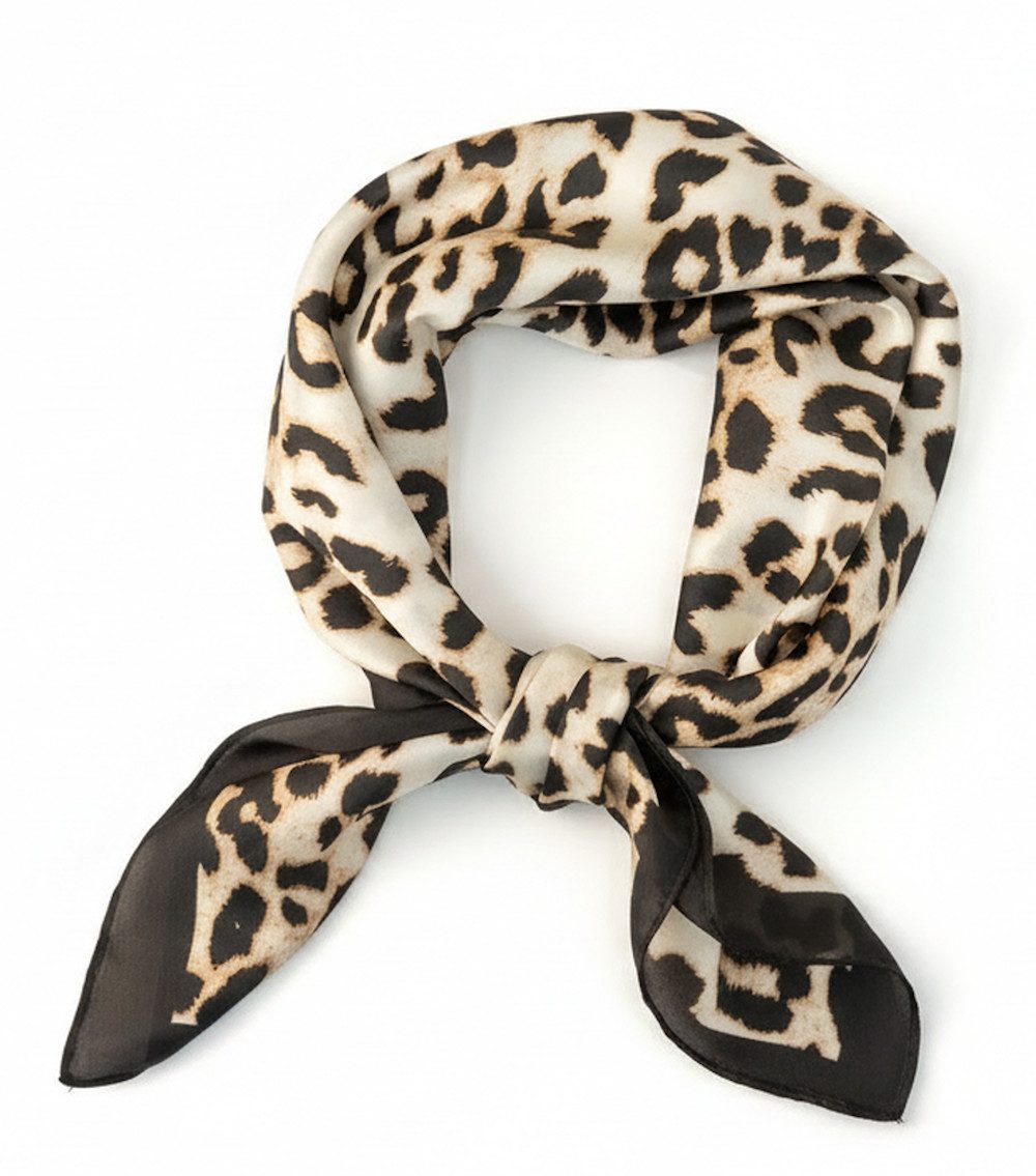 LK Trend & Style Halstuch Quadratischer Leoparden-Schal 70 x 70, trendiger Leo Print