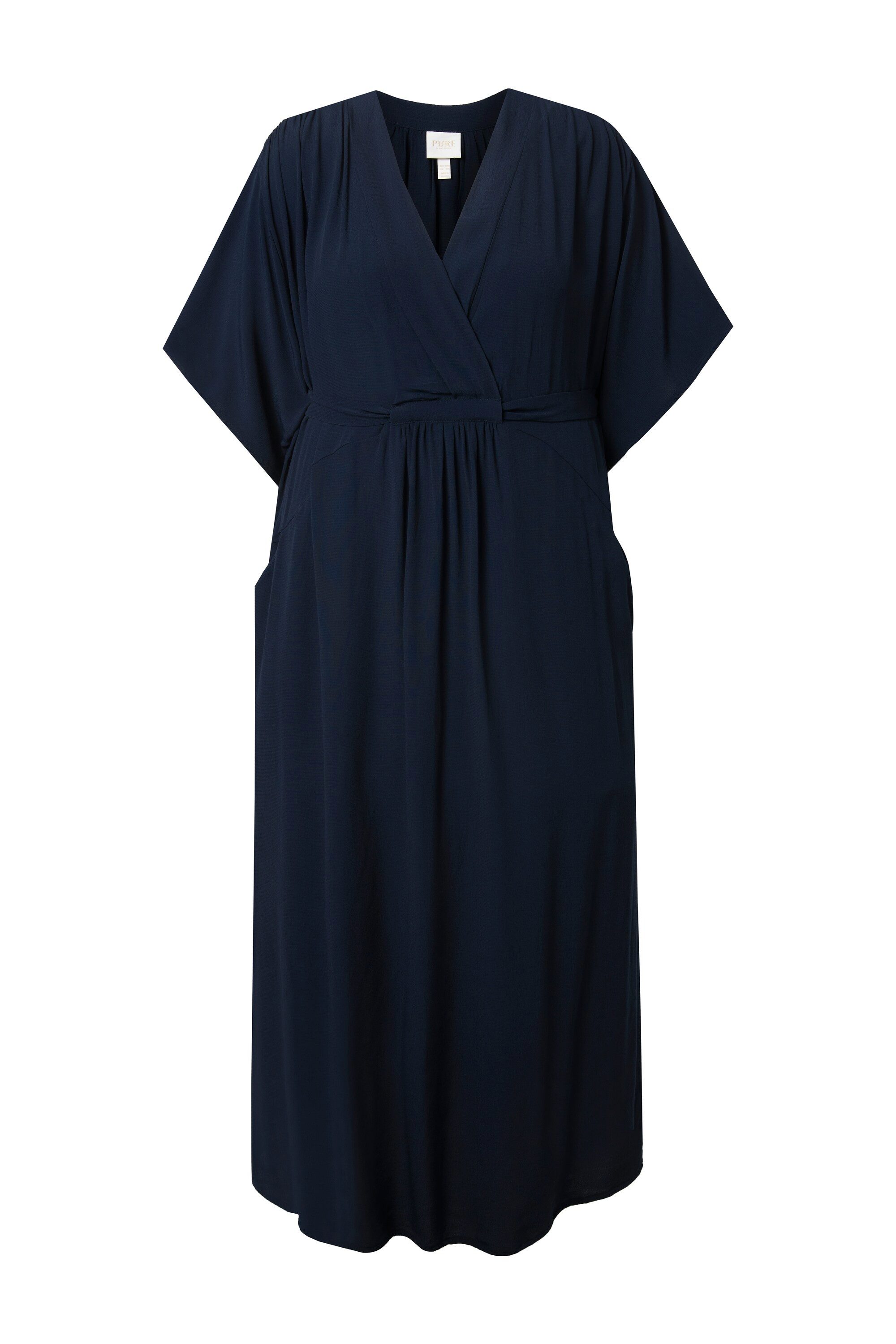 Ulla Popken Hemdblusenkleid Maxi-Blusenkleid Wickeloptik V-Ausschnitt Halba günstig online kaufen