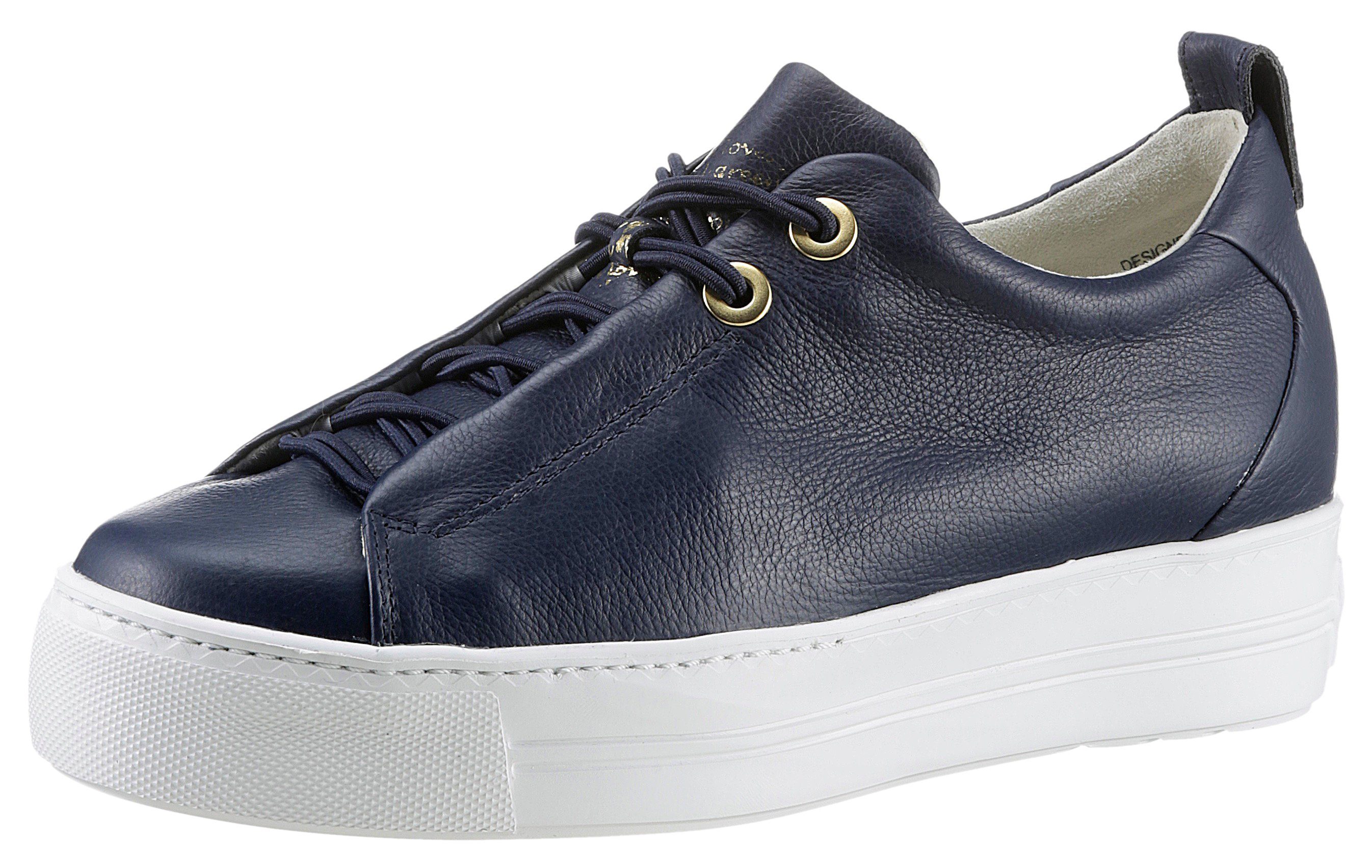 Paul Green Slip-On Sneaker mit praktischer Gummizugschnürung dunkelblau-goldfarben