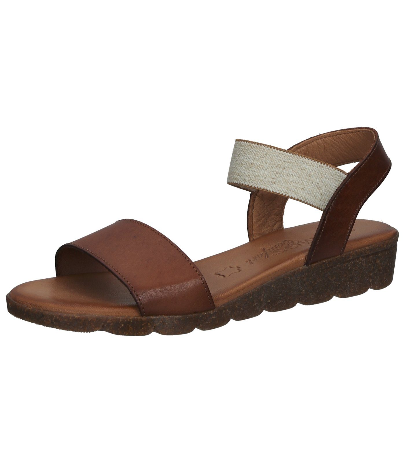 COSMOS Comfort Sandalen Leder Keilsandalette Cognac