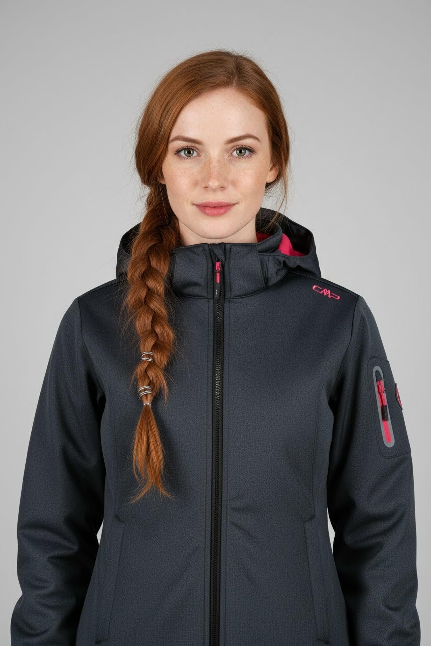 CMP Softshelljacke WOMAN JACKET ZIP HOOD mit Kinnschutz, atmungsaktiv, wasserdicht