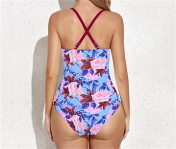 Wrathquake Badeanzug Damen-Badeanzug mit Push-up-Schlankheitseffekt und sexy Blumenmuster