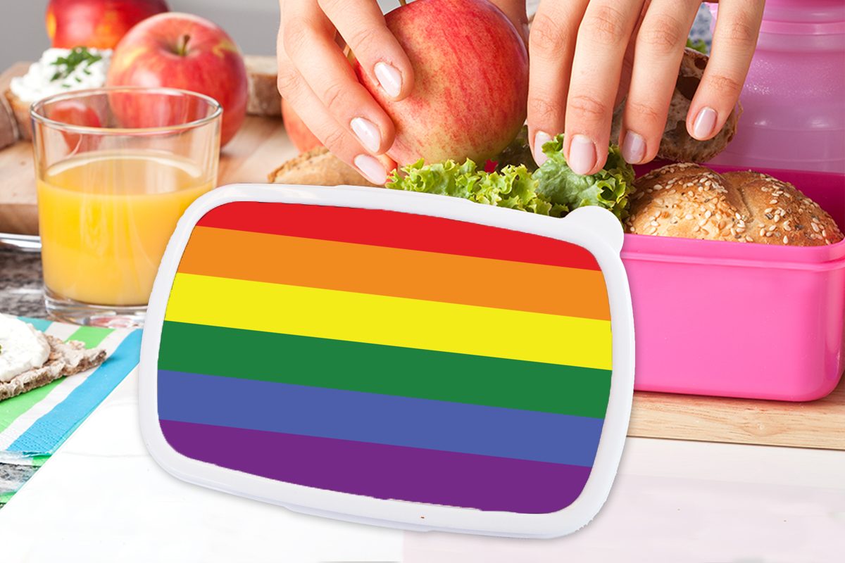 rosa Kunststoff Snackbox, Brotdose Mädchen, - für MuchoWow Brotbox Stolzflagge Liebe, (2-tlg), - Erwachsene, Kunststoff, Regenbogenflagge Lunchbox Kinder,