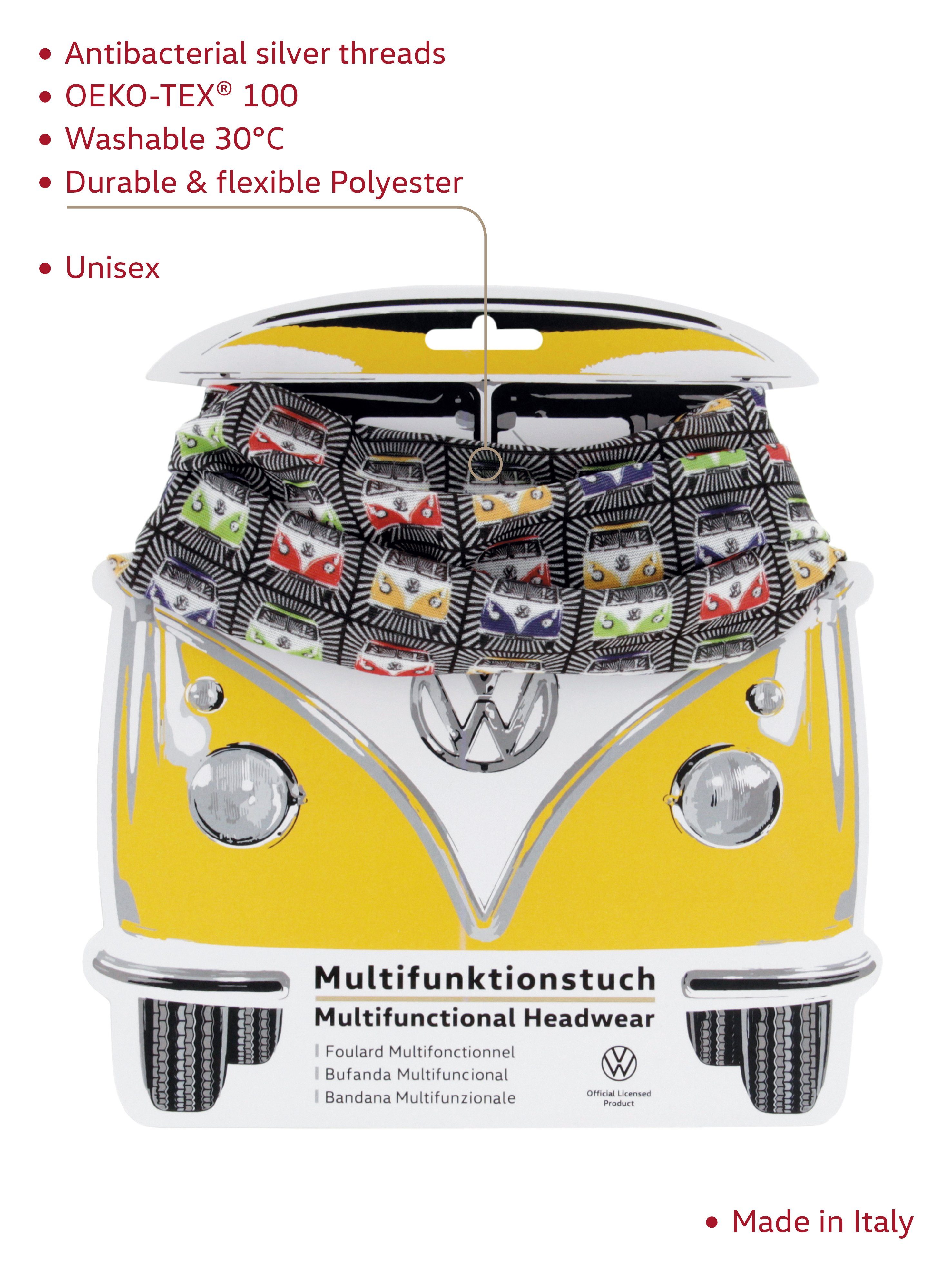 Unisex Antibakterieller Halstuch, bunten Collection BRISA VW Schlauchschal, by VW Volkswagen Schal Bus Bus/Fronten/Bunt Design im Multifunktionstuch Bulli