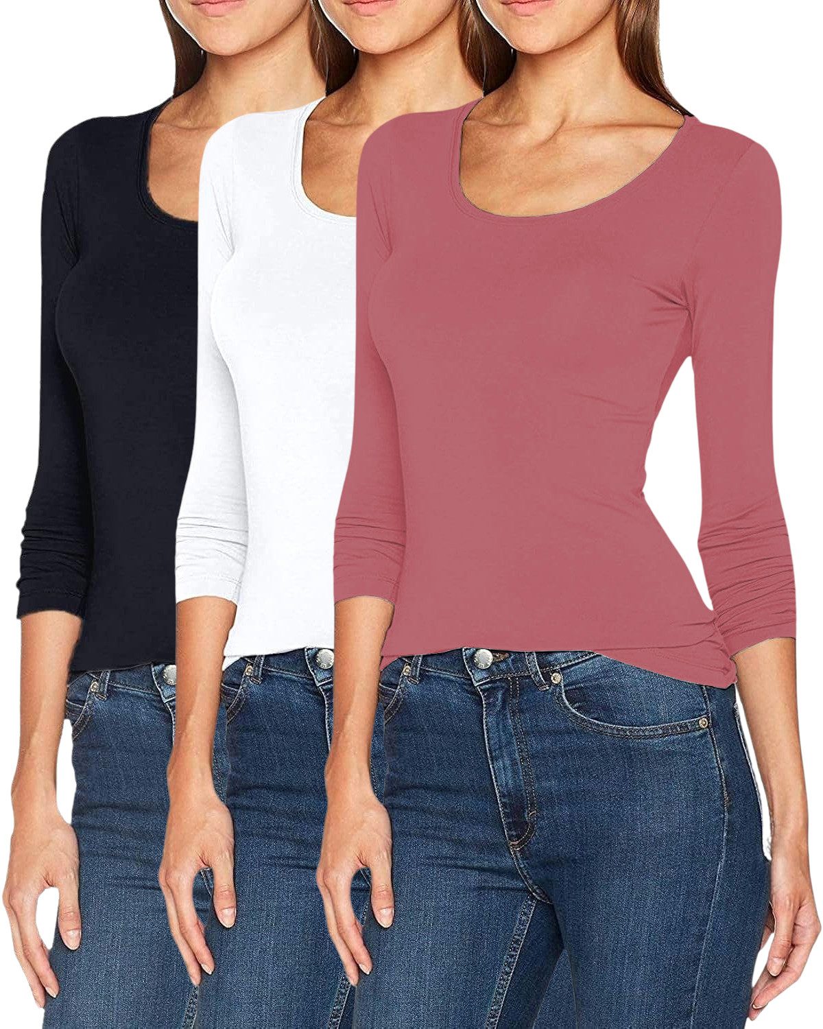 ONLY Langarmshirt (3er-Pack) Basic Shirts günstig online kaufen
