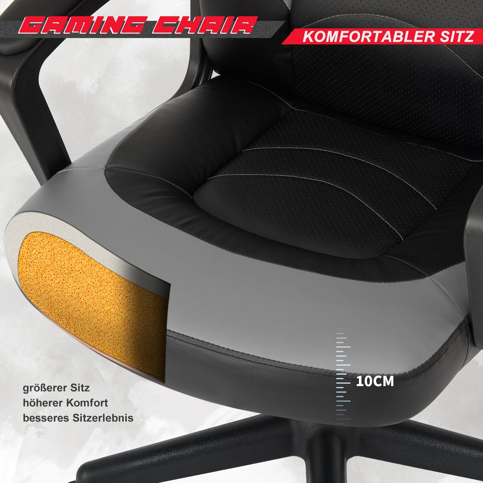 Intimate Home Office Bürostuhl,Computerstuhl Heart WM grau Gaming Chair
