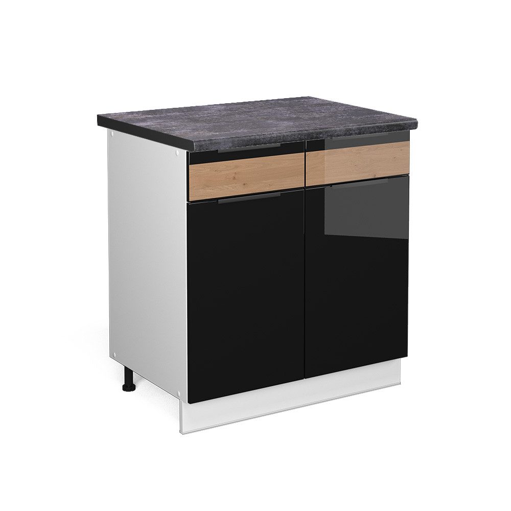 Vicco Unterschrank Fame-Line, Schwarz Eiche hochglanz/Weiß, günstig online kaufen