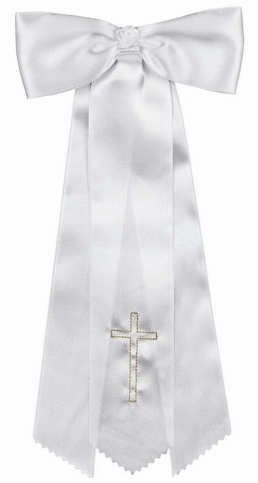Wiedemann Kerzen Stumpenkerze Kommunionsschleife mit Kreuz aus Gold für Kerzen bis Ø 50 mm