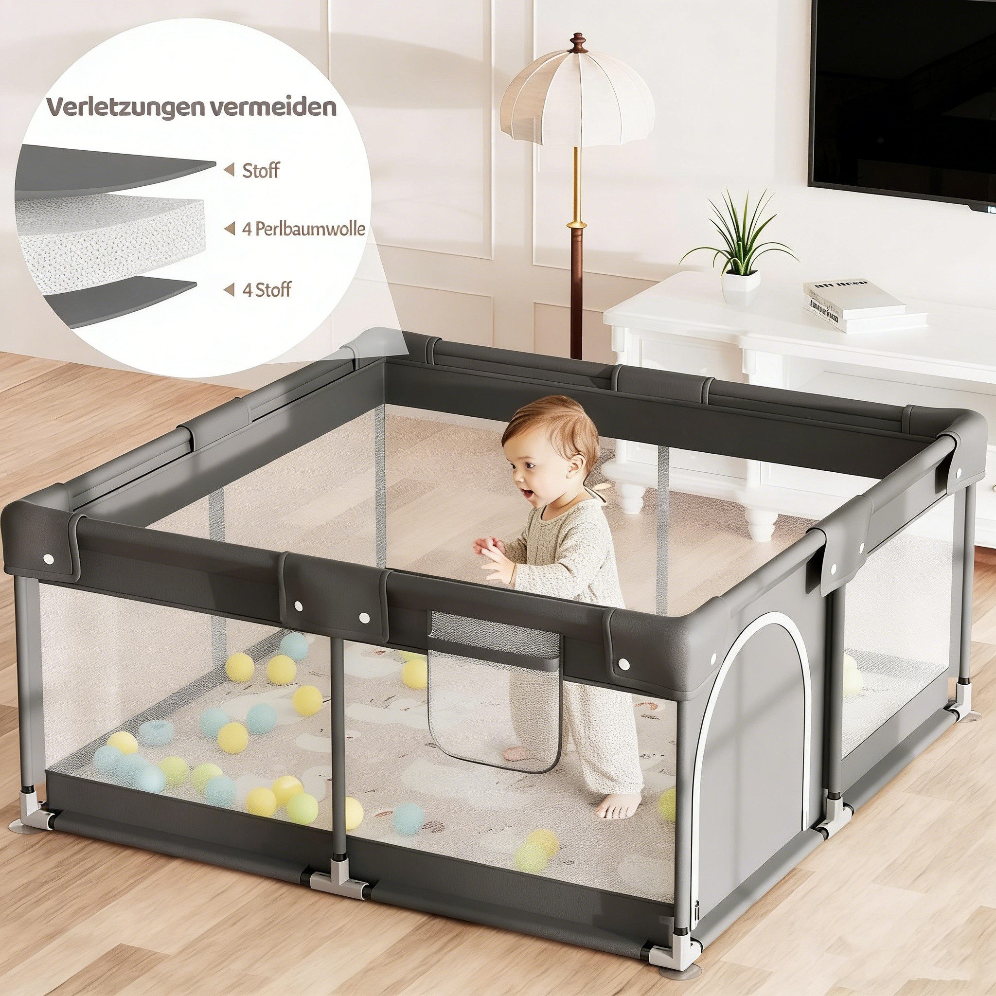 MC Star Laufstall Baby 120 x 120 cm (ideal für den Innenbereich, Großer Bab günstig online kaufen