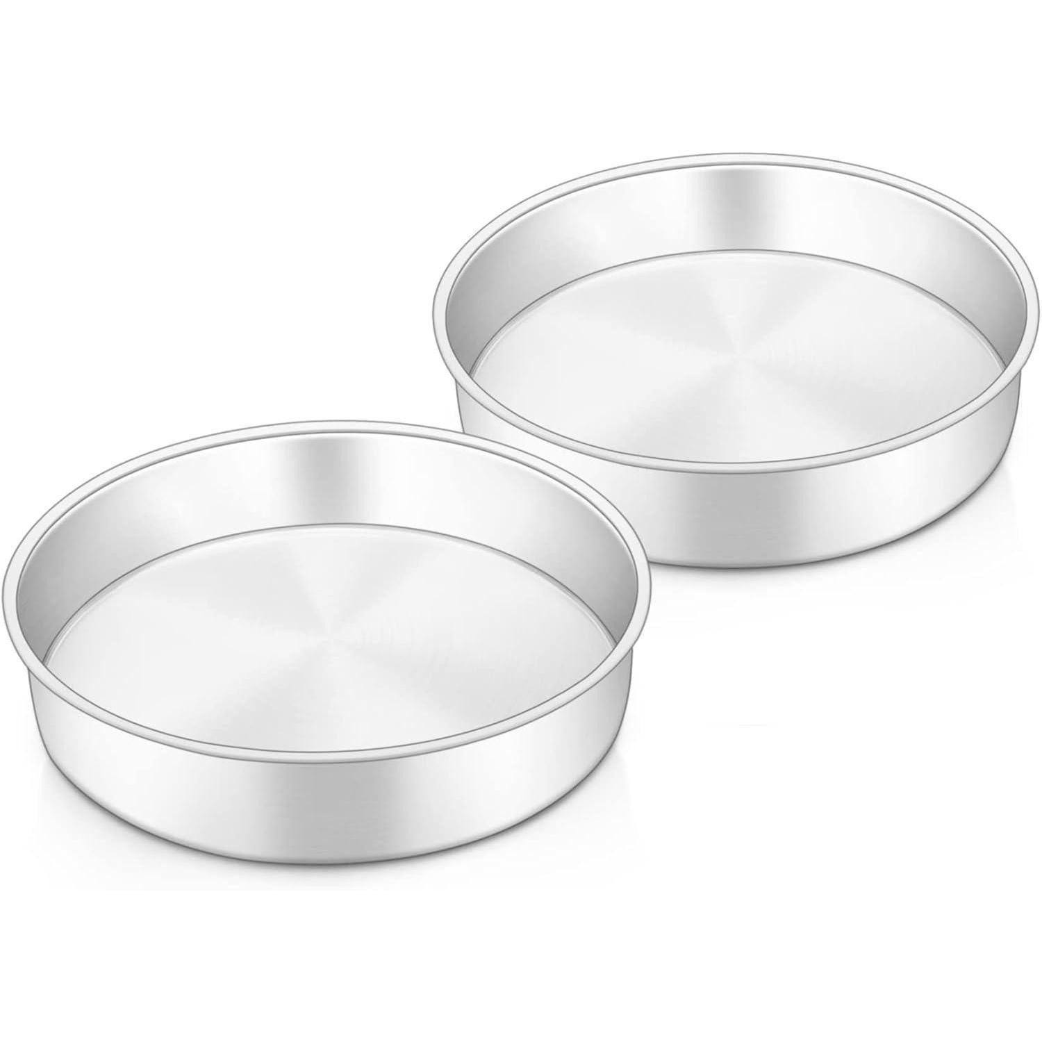 LuxusKollektion Obstkuchenform Backform Kuchenform Rund Edelstahl 2er Set Geburtstag Silber 24cm