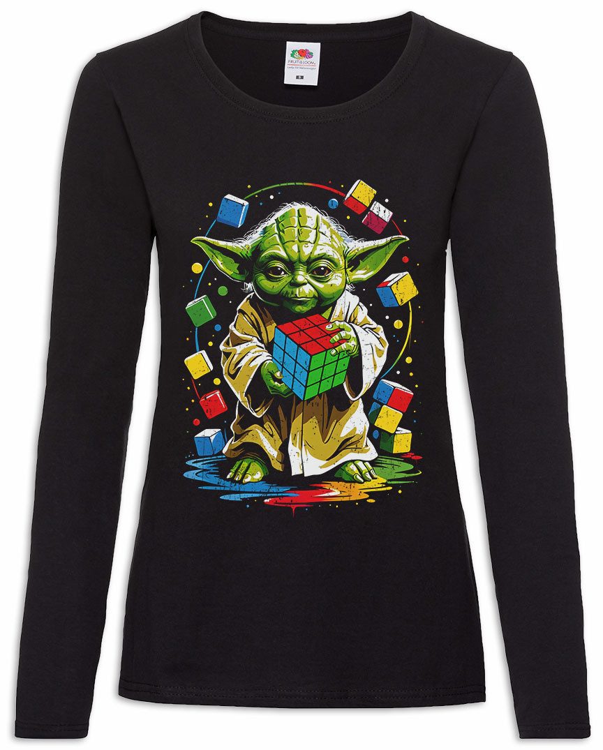 Langarmshirt Master Cube Damen Langarmshirt Zauberwürfel Wars Yoda 80s Magic Star
