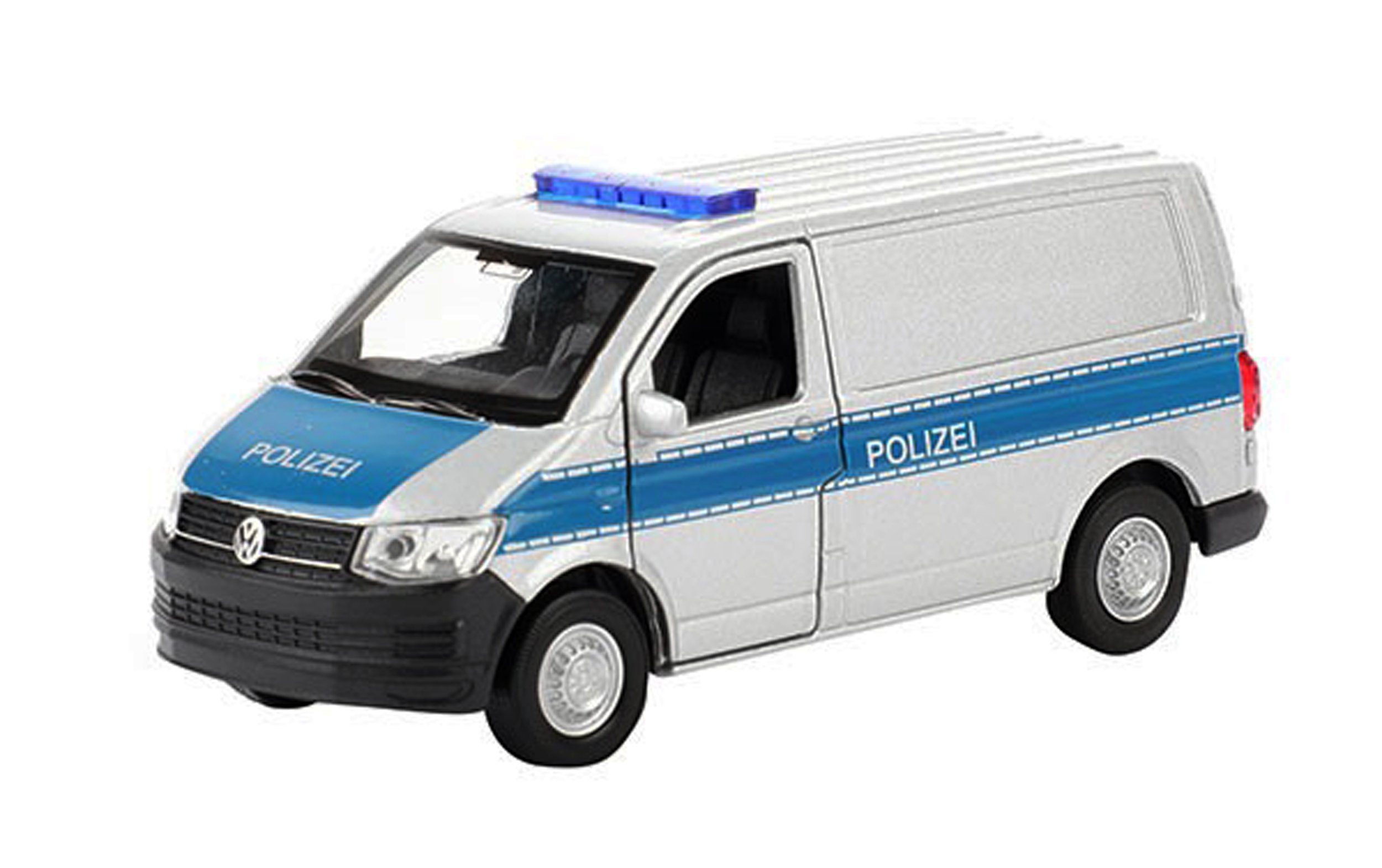 Welly Modellbus VOLKSWAGEN Transporter T6 Van Polizei Bus VW Modell Modellbus 60, Modellauto Spielzeugauto Kinder Geschenk